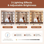 Makeup Vanity Desk with Large Hollywood Mirrors and Lights Bulb