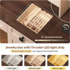 Makeup Vanity Desk with Large Hollywood Mirrors and Lights Bulb