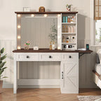 Makeup Vanity Desk with Large Hollywood Mirrors and Lights Bulb