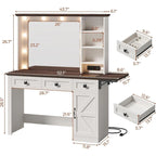 Makeup Vanity Desk with Large Hollywood Mirrors and Lights Bulb