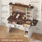 Makeup Vanity Desk with Large Hollywood Mirrors and Lights Bulb