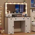 Makeup Vanity Desk with Large Hollywood Mirrors and Lights Bulb