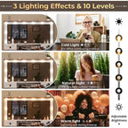 Makeup Vanity Desk with Large Hollywood Mirrors and Lights Bulb