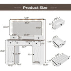 Makeup Vanity Desk with Large Hollywood Mirrors and Lights Bulb