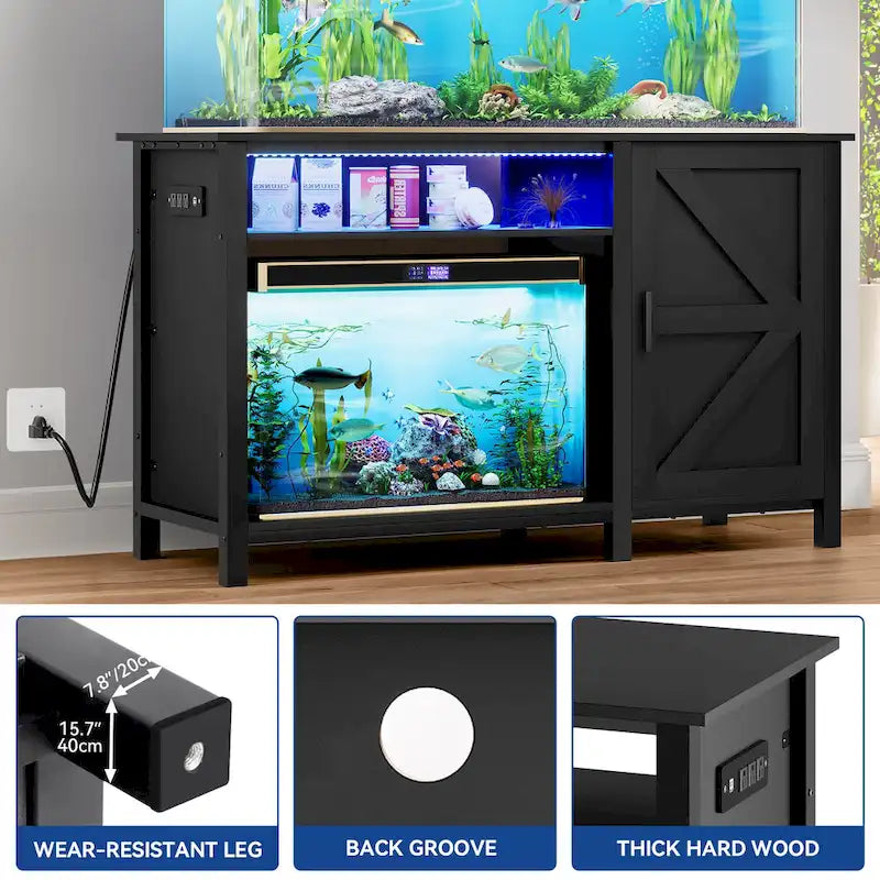 Moasis Aquarium Stand for 55-75 Gallon Fish Tanks with RGB Light Strip