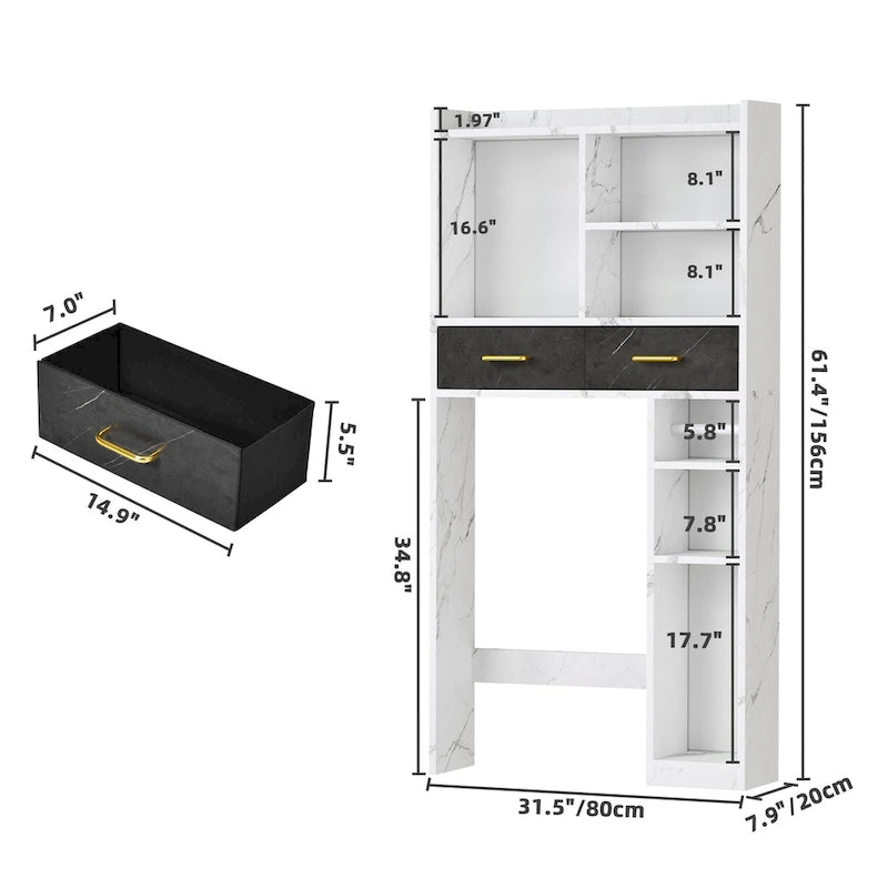 Moasis Over The Toilet Cabinet for Bathroom Storage with Drawers and Shelves