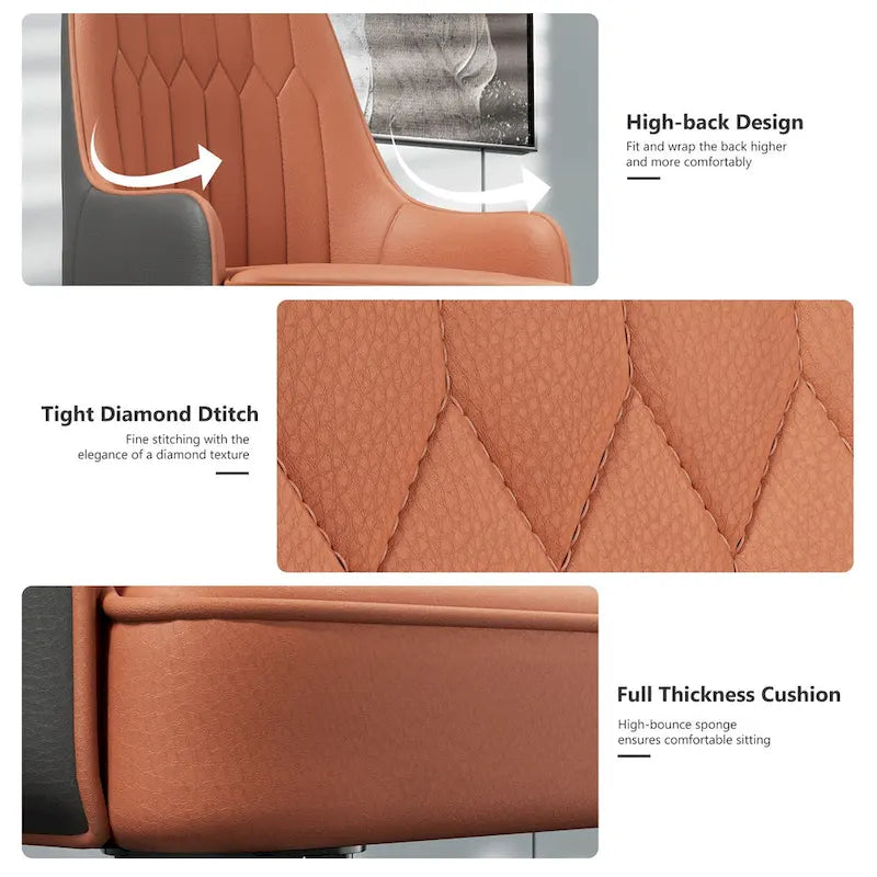 Set of 2 Modern Microfiber Silicone Leather Upholstered Dining Chairs, Metal Legs - 20.5x19.3x35.5 inch