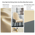 Set of 2 Modern Microfiber Silicone Leather Upholstered Dining Chairs, Metal Legs - 20.5x19.3x35.5 inch