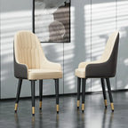 Set of 2 Modern Microfiber Silicone Leather Upholstered Dining Chairs, Metal Legs - 20.5x19.3x35.5 inch