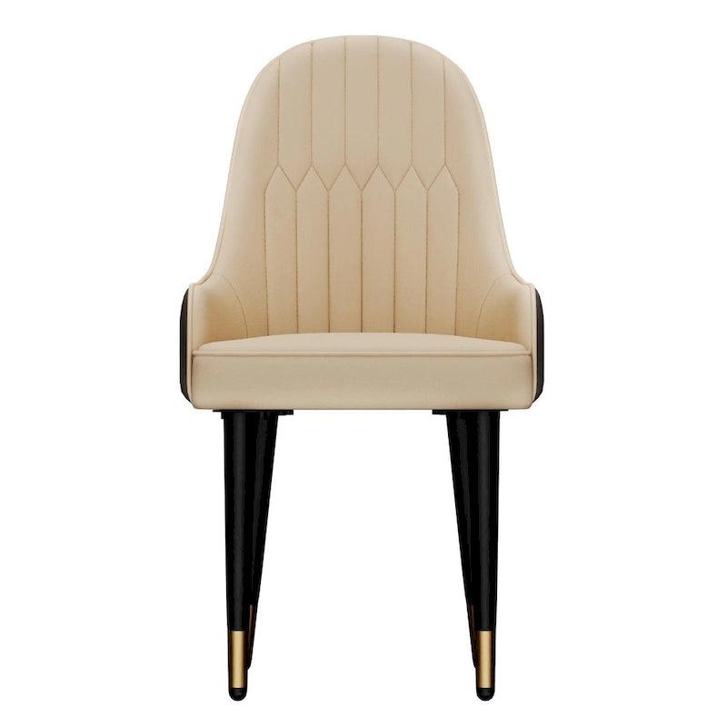 Set of 2 Modern Microfiber Silicone Leather Upholstered Dining Chairs, Metal Legs - 20.5x19.3x35.5 inch