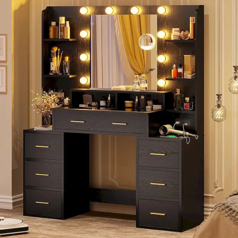 Makeup Vanity Table with 10x Magnifying Mirror Vanity Desk Glass Top