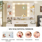 Makeup Vanity Table with 10x Magnifying Mirror Vanity Desk Glass Top