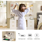 Makeup Vanity Table with 10x Magnifying Mirror Vanity Desk Glass Top