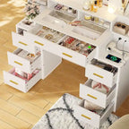 Makeup Vanity Table with 10x Magnifying Mirror Vanity Desk Glass Top