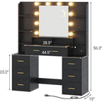 Makeup Vanity Table with 10x Magnifying Mirror Vanity Desk Glass Top