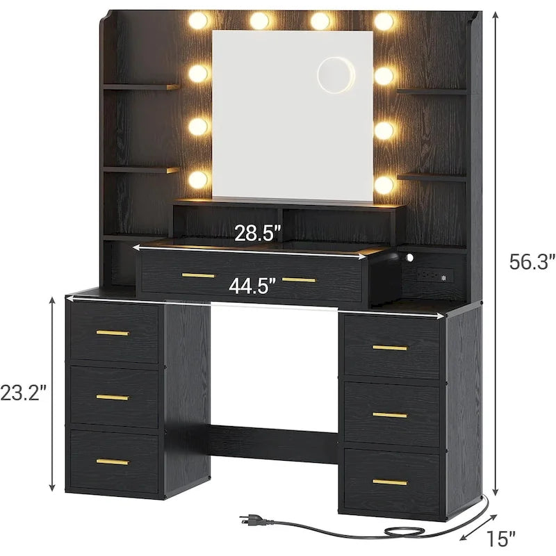Makeup Vanity Table with 10x Magnifying Mirror Vanity Desk Glass Top