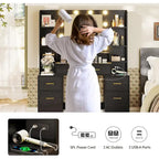 Makeup Vanity Table with 10x Magnifying Mirror Vanity Desk Glass Top