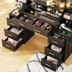 Makeup Vanity Table with 10x Magnifying Mirror Vanity Desk Glass Top