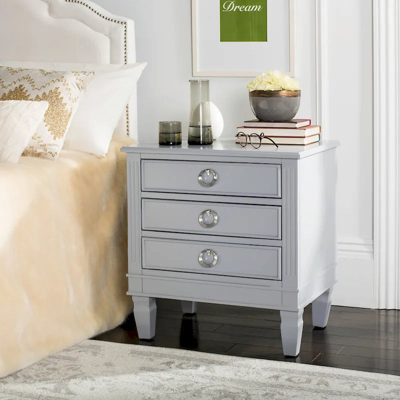SAFAVIEH Georgeann White 3-Drawer Nightstand