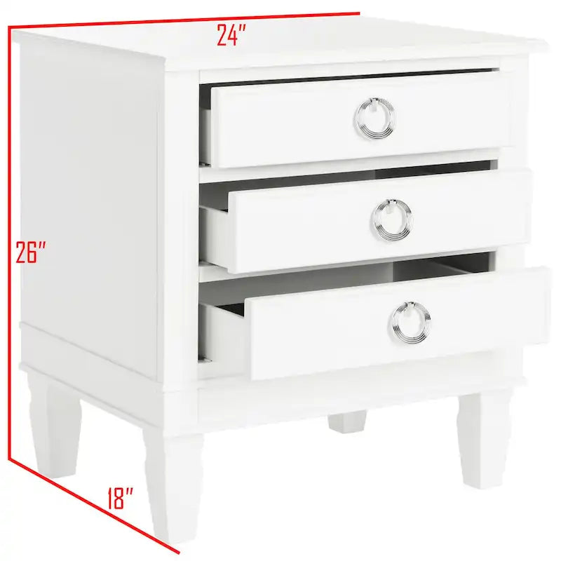 SAFAVIEH Georgeann White 3-Drawer Nightstand