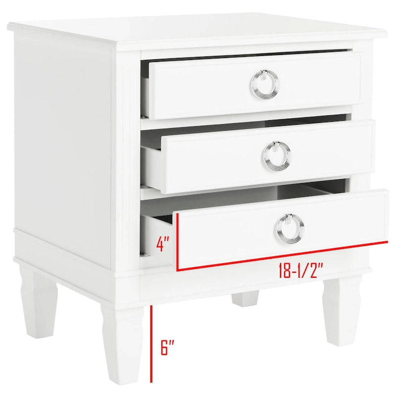 SAFAVIEH Georgeann White 3-Drawer Nightstand