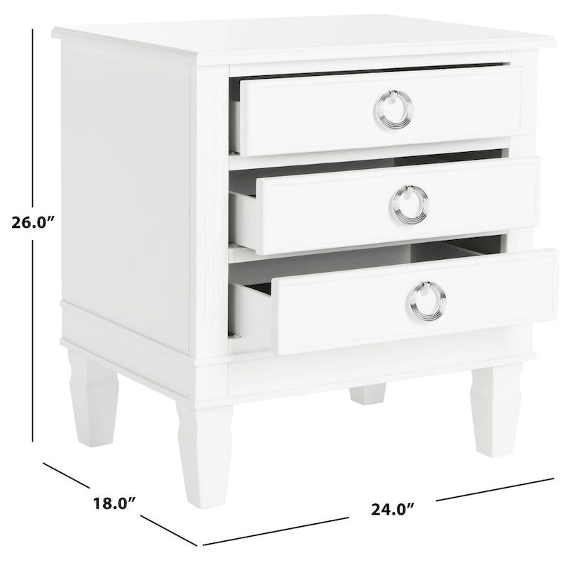 SAFAVIEH Georgeann White 3-Drawer Nightstand