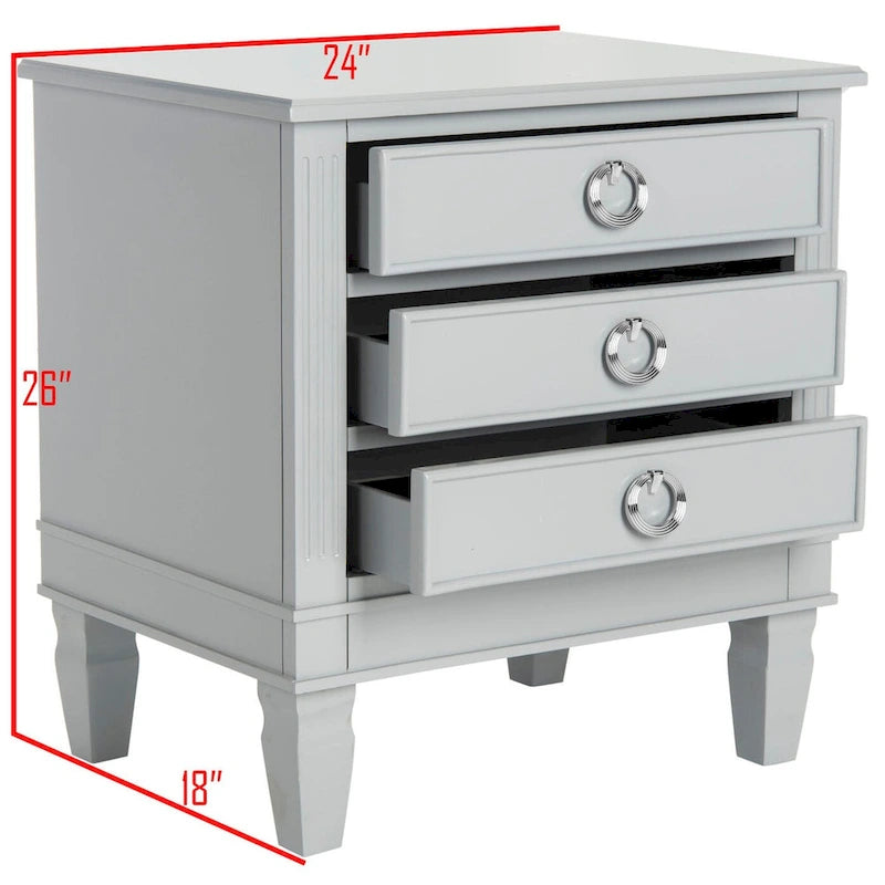 SAFAVIEH Georgeann White 3-Drawer Nightstand