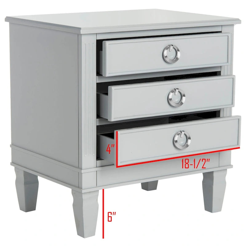 SAFAVIEH Georgeann White 3-Drawer Nightstand