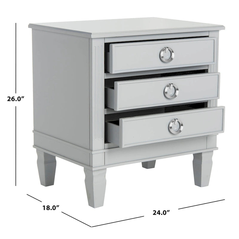SAFAVIEH Georgeann White 3-Drawer Nightstand