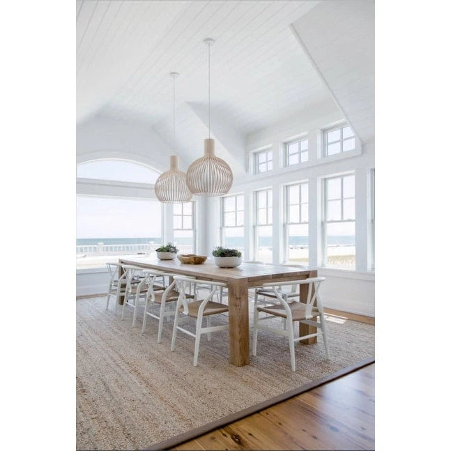 Set of 2 Modern Wood Dining Chair With Y Back Arm Armchair Hemp Seat For Home Restaurant Office