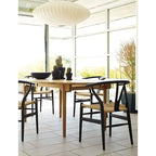 Set of 2 Modern Wood Dining Chair With Y Back Arm Armchair Hemp Seat For Home Restaurant Office