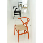 Set of 2 Modern Wood Dining Chair With Y Back Arm Armchair Hemp Seat For Home Restaurant Office