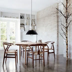 Set of 2 Modern Wood Dining Chair With Y Back Arm Armchair Hemp Seat For Home Restaurant Office