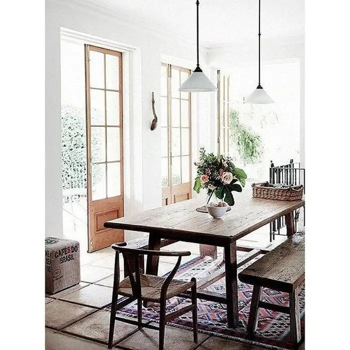 Set of 2 Modern Wood Dining Chair With Y Back Arm Armchair Hemp Seat For Home Restaurant Office