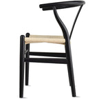 Set of 2 Modern Wood Dining Chair With Y Back Arm Armchair Hemp Seat For Home Restaurant Office