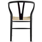 Set of 2 Modern Wood Dining Chair With Y Back Arm Armchair Hemp Seat For Home Restaurant Office