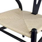 Set of 2 Modern Wood Dining Chair With Y Back Arm Armchair Hemp Seat For Home Restaurant Office