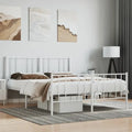vidaXL Metal Bed Frame with Headboard, No Mattress