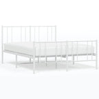 vidaXL Metal Bed Frame with Headboard, No Mattress