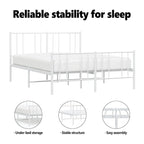 vidaXL Metal Bed Frame with Headboard, No Mattress