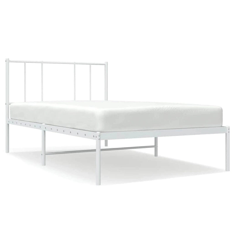 vidaXL Metal Bed Frame with Headboard, No Mattress