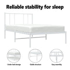 vidaXL Metal Bed Frame with Headboard, No Mattress