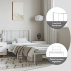 vidaXL Metal Bed Frame with Headboard, No Mattress