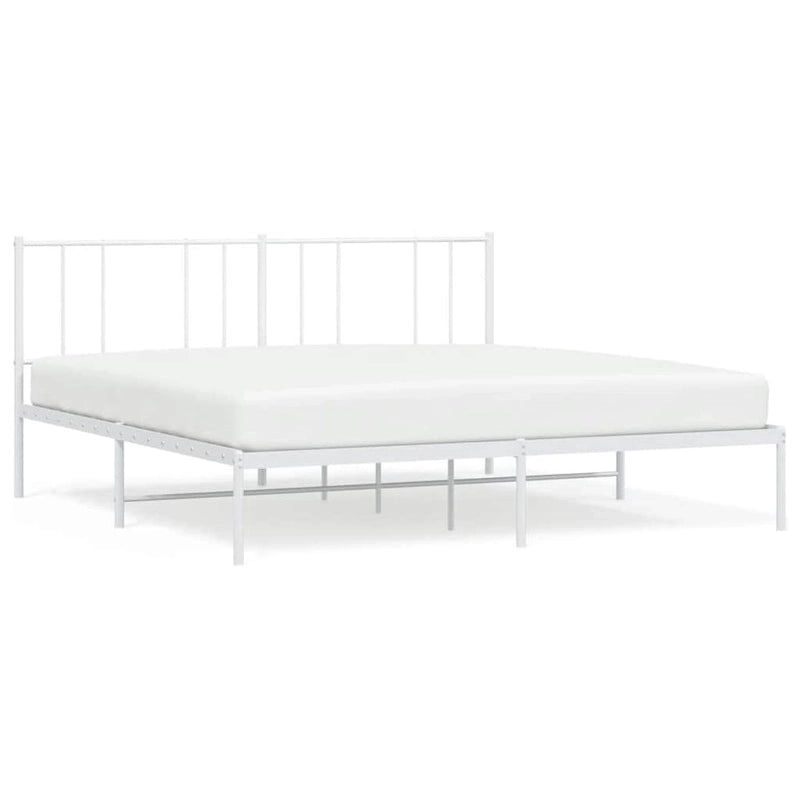 vidaXL Metal Bed Frame with Headboard, No Mattress