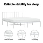 vidaXL Metal Bed Frame with Headboard, No Mattress