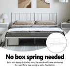 vidaXL Metal Bed Frame with Headboard, No Mattress