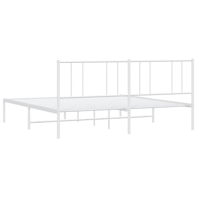 vidaXL Metal Bed Frame with Headboard, No Mattress