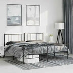 vidaXL Metal Bed Frame with Headboard, No Mattress