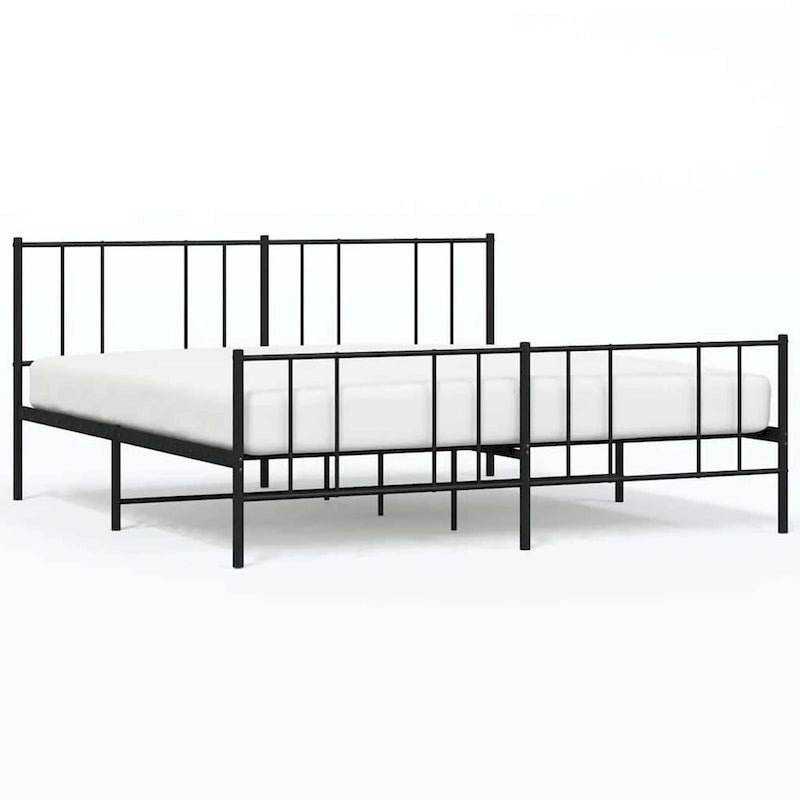vidaXL Metal Bed Frame with Headboard, No Mattress