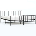 vidaXL Metal Bed Frame with Headboard, No Mattress